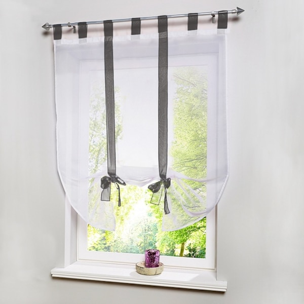 1 stk. romersk gardin, sød knude, sidde soveværelse stil voile broderet vindue - Blå - 140cmx140cm