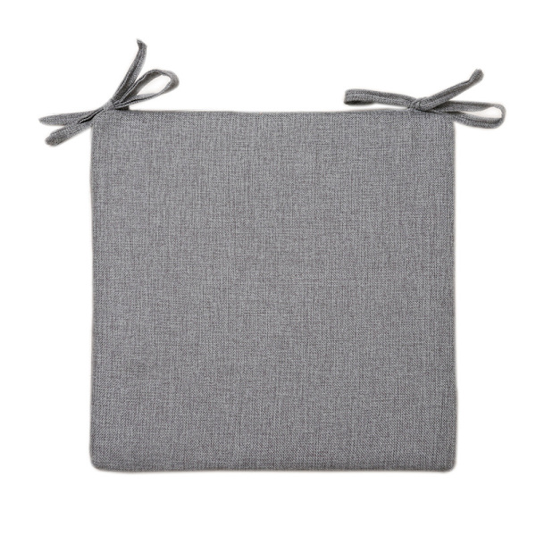 1 x grå linbomulls sommerstolpute - 40 x 40 x 4 cm - vanlig linlook - flekk- og vannavstøtende - med festebånd