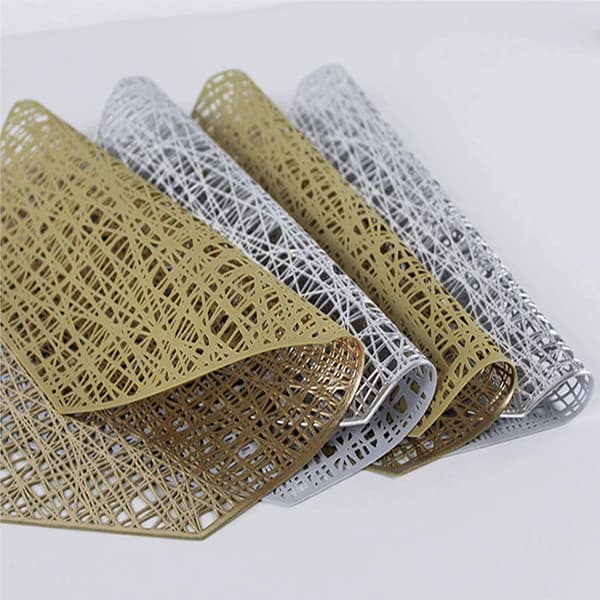 4 stk. Plassmatte, Hullet Plassmatte, Sklisikker Plassmatte PVC Coaster Pad Matter, for Jul Bryllupsdekorasjon
