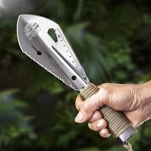 Hagespade, bærbar metallhagespade, minigravespade i rustfritt stål for hagearbeid, camping, landbruk (svart)