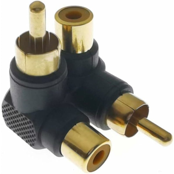 8 stk. forgyldte stikforbindelser guld RCA han med hun RCA, vinkeladaptere til 90 grader (4 farver)