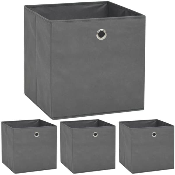 Förvaringslådor 4 st Non-woven tyg 32x32x32 cm Grå