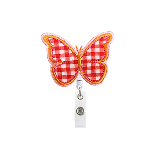 4 stk fargerik sommerfugl broderi filt, uttrekkbar klips, badge retractor med uttrekkbar klips, studentgave, uttrekkbar ID-kortholder, badge