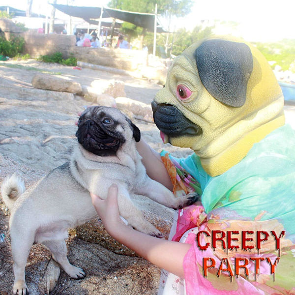 Halloween Kostyme Party Dyr Hode Lateks Maske Mops Hund