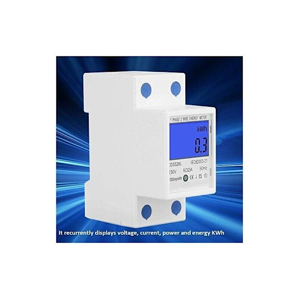 5-32A DIN-skinne energimåler, enfaset LCD-baggrundsbelyst wattmeter, elektronisk kWh-måler (230V 50Hz), 1 stk