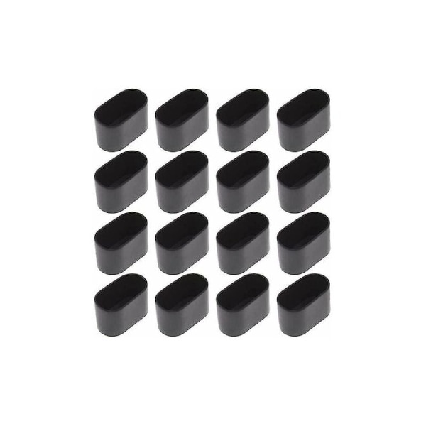 16 ovala möbeltassar för bord och stolar, 15 x 30 mm, svart