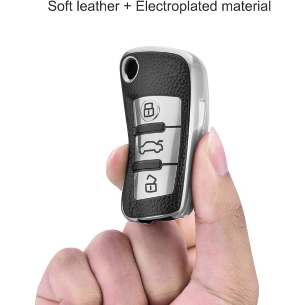 Bilnøgle Kompatibel med Audi A1 A3 A4 A6 Q3 Q5 Q7 S3 R8 TTs Tilbehør TPU Silikone Læder Cover (Sølv)