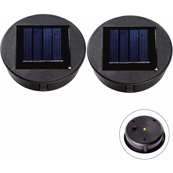 2 st ersättningssolcellslampor, solpanelerslock med LED-lampa, DIY solcellslampa för utomhusdekoration