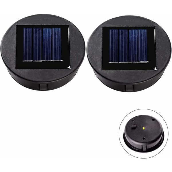 2 stk. erstatning øverste solcellelyktlys solcellepanel lysdeksel med LED-pære, DIY solcellelykt for utendørs hagedekor