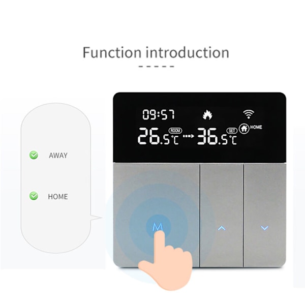 Intelligent temperaturregulator WiFi i8Hgb Tuya Termostat Retro Blændende Automatisk Lysstyrkejustering Hjem Mode/Fraværsapplikationer til Mobil