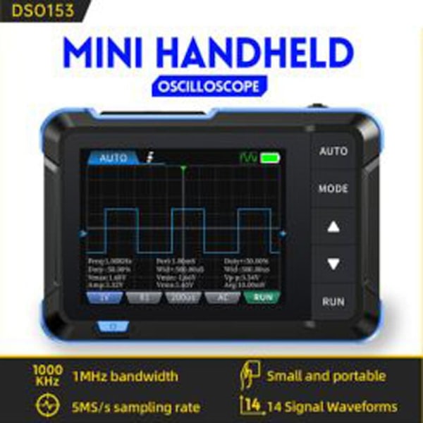 Digitalt oscilloskop signalgenerator med 2,8-tums skärm, portabel oscillometer, 1 m bandbredd, 5 ms/s samplingsfrekvens, oscillometer med mätning