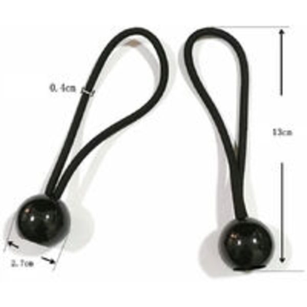 13cm sort elastisk kugle reb til telt skygge net markise fastgørelse, 10 stk