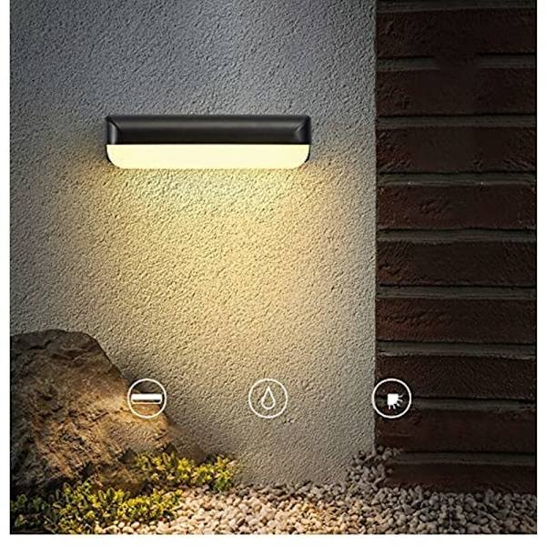 12W IP65 Moderni LED-ulkoseinävalaisin Vedenpitävä seinävalaisin / Alumiini + Akryyli / 3000K Lämmin valkoinen / LED-seinävalaisin, 26X10X8CM -Versailles[Energiatehokkuusluokka