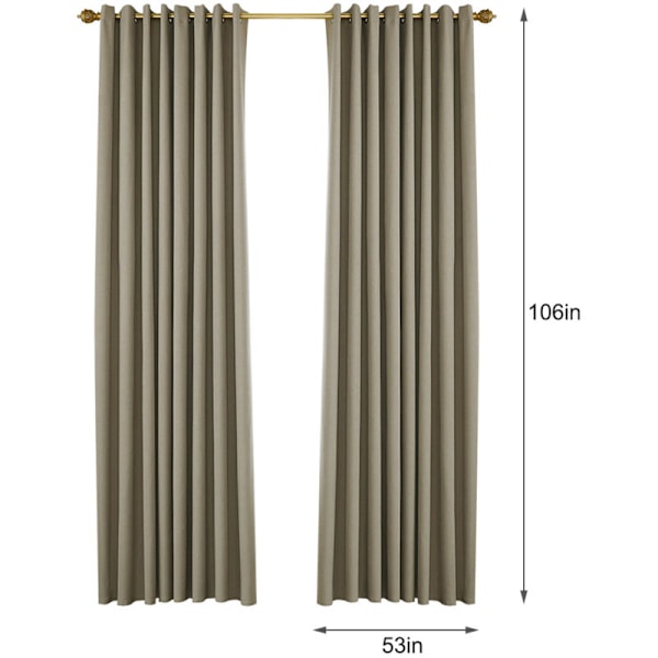 Mørklægningsgardiner til soveværelse, isolerede nellikegardiner til stue, sæt med 2 paneler (134 x 269 cm)