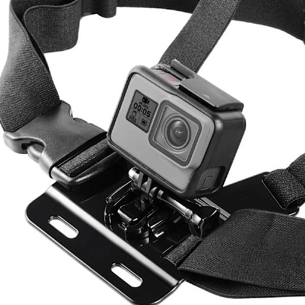 Faste brystrem, sportskamera tilbehør til Gopro (ikke inkluderet), brystrem, sort, bærbar