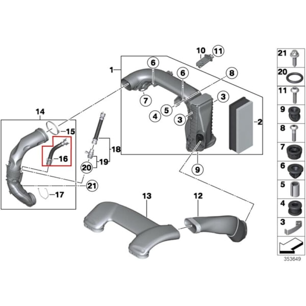 Turbo luftfilter slange, DIOCHE SHEET SHOWERING STRIFUL HERSITY, Turbo luftfilter slange 13717803842 Kompatibel til serie 1 3 4 5 6 7 x1 x3 x5 x6