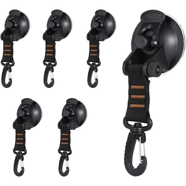 6 robuste sugekoppankere, multifunksjonell krok med sugekopp, campingpresenningstilbehør med sugekopp, for sidevogn, båt, campingplass, presenning