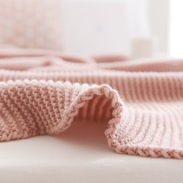 Tjock stickad filt, bekväm tvinnad stickad filt för soffa, stol, soffa, säng, vardagsrum, sovrum, dekorativ bomullsfilt (Rosa)