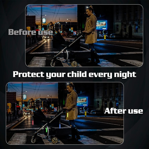 6 stk. reflekterende LED-blinklys til tasker, 3 LED-tilstande sikkerhedslys, reflekser til børn, med LED til vandreture, jogging