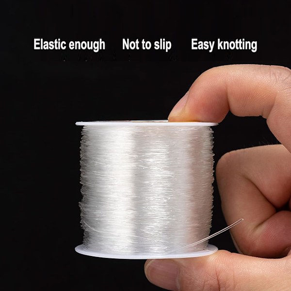 80m elastisk sladd 1mm elastisk sladd hantverkssladd elastisk tråd (transparent, 80m)