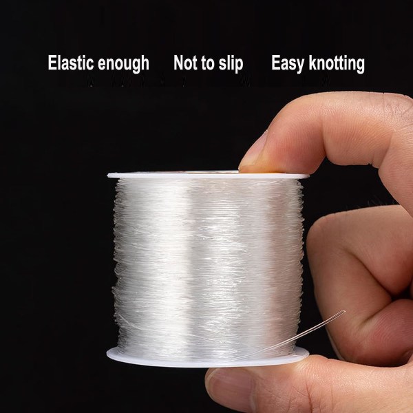 80m Elastisk Snøre 1mm Elastisk Snøre Håndverkssnor Elastisk Tråd (Transparent, 80m)
