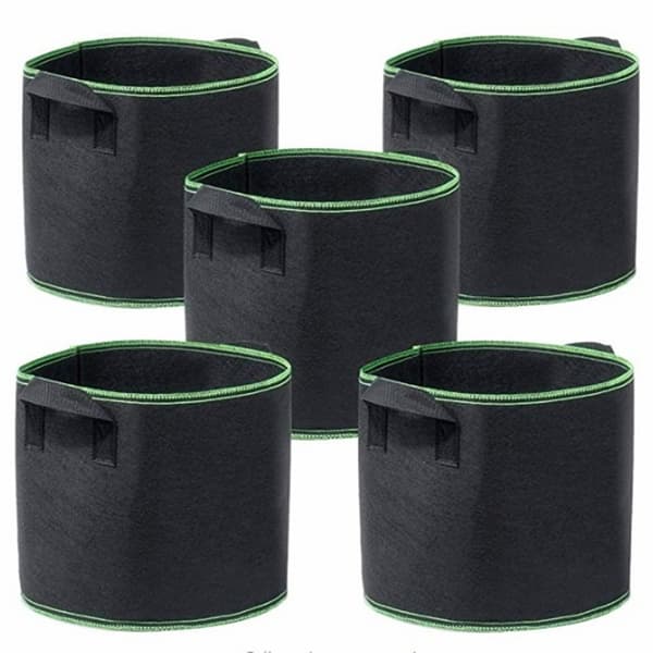 5-pack odlade väskor i non-woven material 7 gallon med handtag Svart