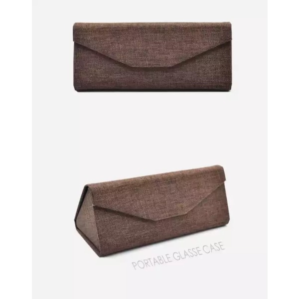 Grå Lin - Brilleetui Kvinner Designer Hard Case for Solbriller og Lesebriller - Miljøvennlig Lin Brilleetui Trekant Folding Myopia Sung