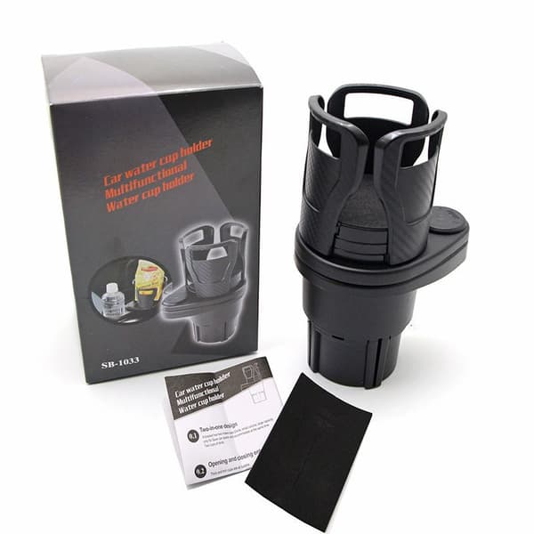 Multifunksjonell bilkoppholder, en delt i to, dobbeltlags oppbevaring, roterende bilkoppholder