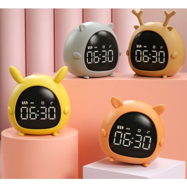 Analogt vækkeur Sengevækkeur Høj Alarm Tegnefilmsvækkeur Mute 2 Grupper af Tidsindstillinger Smart Multifunktion Børn Multifunktion Elektronisk Ur Ra