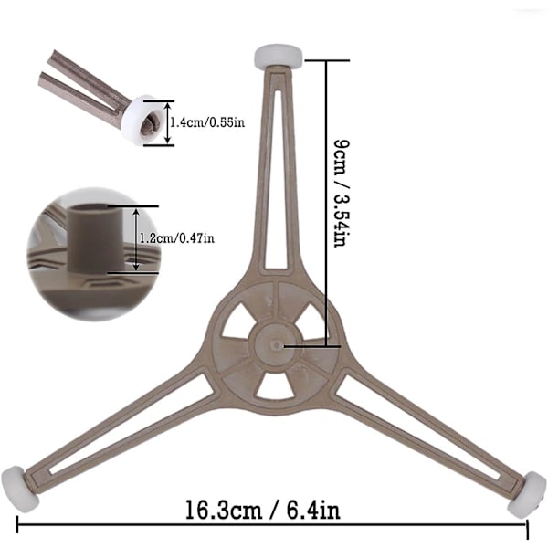 Trekantet Formet Brette, Mikrobølgeovn Bretteholder Brakett, Mikrobølgeovn Roterende Ring, for 24,5 cm Mikrobølgeovn Deler Flat Glassplate