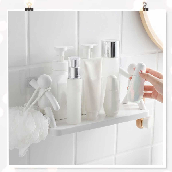 Flydende væghylde i plast til badeværelset - Makeup opbevaring krydderiarrangør uden at bore vægmonteret bogreol display hylde
