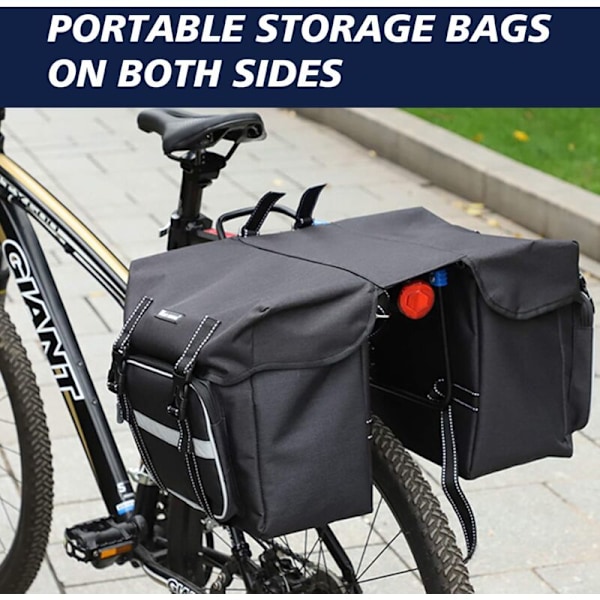 Cykeltaske bagage bagage skure dobbelt baghjul taske 25L Stor kapacitet alsidig indstilling taske med regnslag til cykel/motorcykel