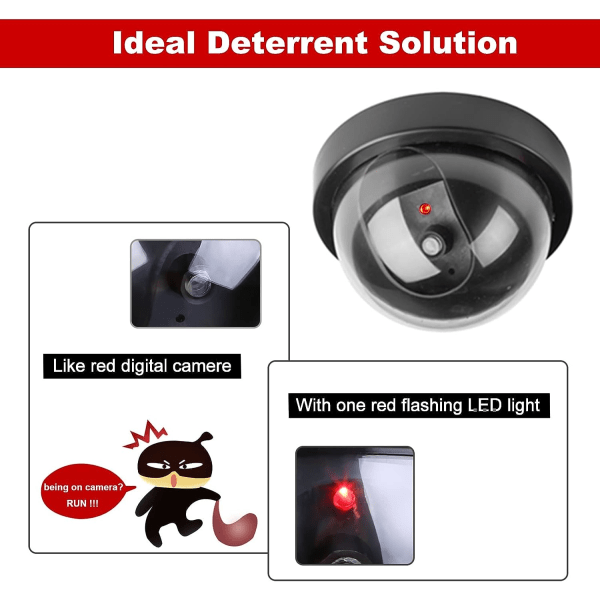 Sett med 4 virtuelle sikkerhetsdomekameraer med blinkende LED-lys (