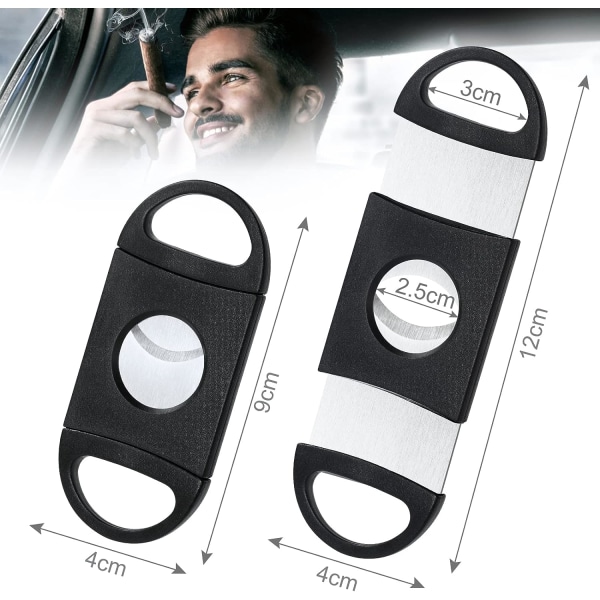 Cigar Cutter (3 stk.), Dobbelt Guillotine Lommekniv i Rustfrit Stål, Sort