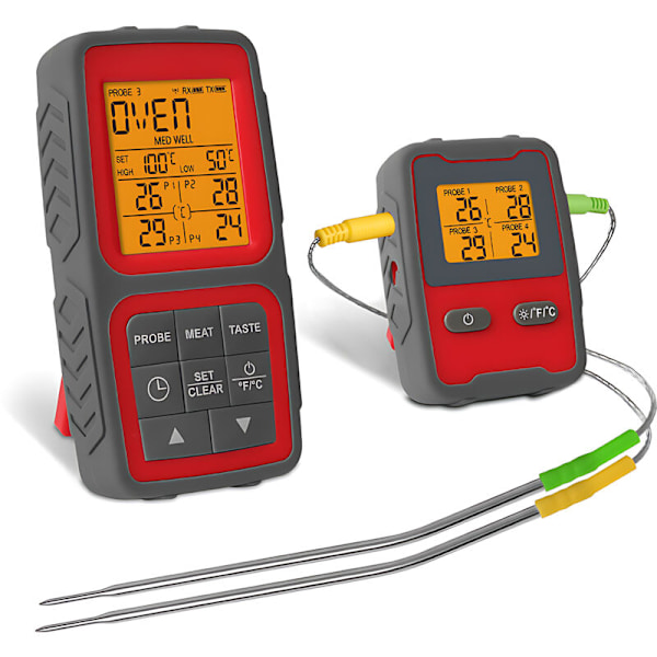 Trådlös digital intelligent köttermometer med två direktavläsande magnetiska mattemperaturmätare, processkontroll via applikation med synkronisering