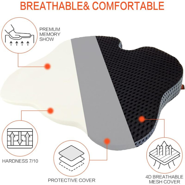 Huvudstöd med memory foam, sittdyna för kontorsstol ergonomisk dyna för bil kontor rullstol, eftersom sits, kontorskött