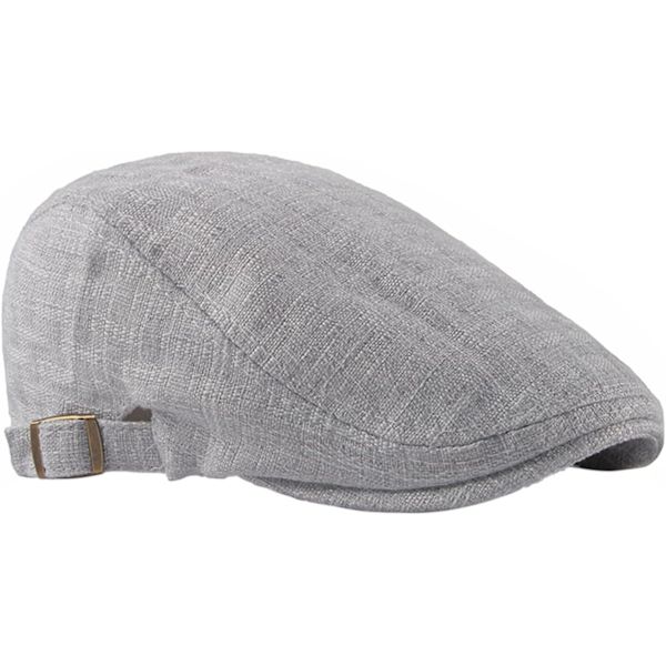 Berets Bomullsblandning Klassisk Platt Kep Beret Lätt Andningsbar Hattar Gatsby Ivy Irländsk Hatt Newsboy Kep med Justerbart Spänne för Män Kvinnor