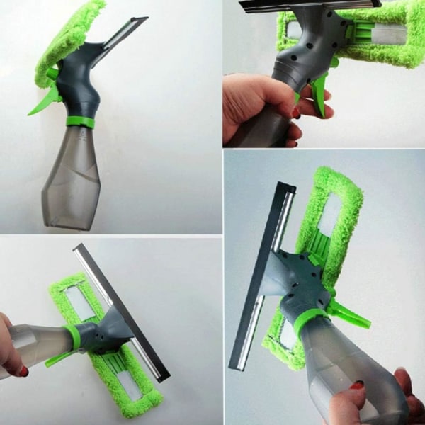 Grön - 1 st fönsterputs squeegee, sprayflaska Dubbelglas squeegee för bilfönster