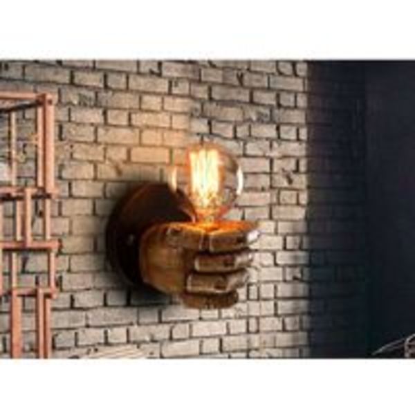 Antik Fist-seinävalaisin, Vintage Industrial Wall Lamp E27 Edison-polttimon kanta eteiseen, keittiöön, makuuhuoneeseen, ravintolaan, kahvilaan, valaistu (vasen käsi + oikea