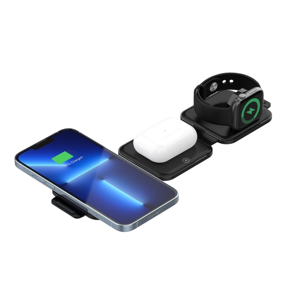Hopfällbar induktionsladdare, 3 i 1 magnetisk trådlös laddare för iPhone 14 13 12 11 Pro Max/Mini/XR, Laddningsdocka för Apple Watch 8/7/6/SE/