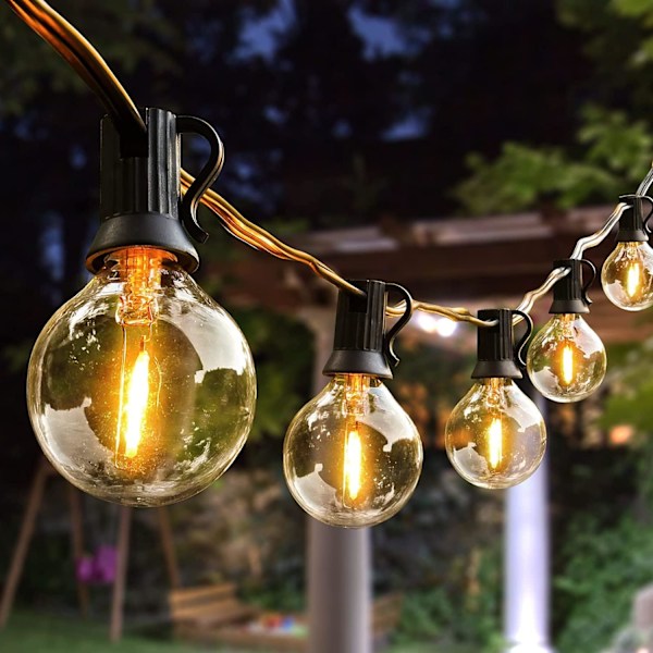 25 jalkaa 27 himmennettävällä G40 LED-lampulla, rikkoutumattomat kirkkaat lamput, UL-luetteloidut, vedenpitävät pallovalosarjat 1W 2700K ulkovalaistus (25 jalkaa)