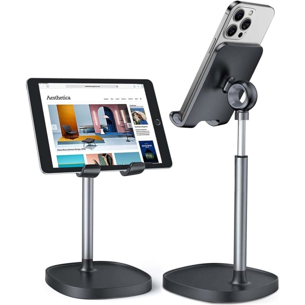 Telefonställ, vinkeljusterbar mobiltelefon iPad bordsställ, tjockt case iPhone bordsställ, liten iPad (4-9,7 tum) (svart)