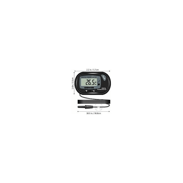 Digitaalinen akvaarion LCD-lämpömittari imukupeilla ja vedenpitävällä anturilla akvaarioon, terraarioon, matelijaterrarioon (2 kpl, musta)