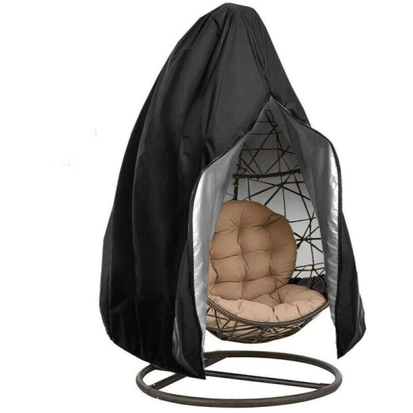 Hængende lænestolsbetræk Æg beskyttelsesbetræk Vandtæt hængende stolbetræk Æg havestolsbetræk--sort med lynlås, 115190cm