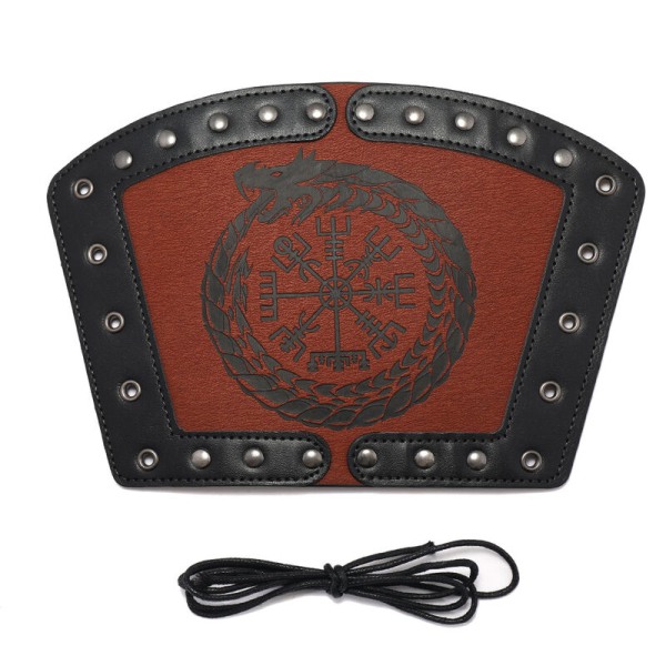Handgjorda fullnarvsläderbrickor, Viking Rune Compass Bracers,