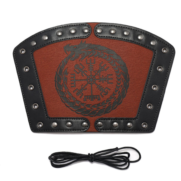 Håndlavede fuldnarvede læderbracers, Viking Rune Kompas Bracers, Middelalderlig Bracer Læder Gauntlet Bracer, Læder Bracer Arm Cuff Armor, , brun 2
