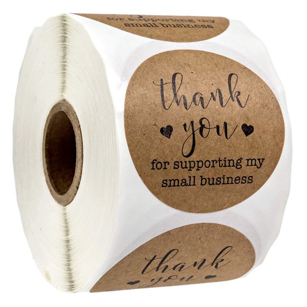 1 tomme Tak, fordi du støtter Min Small Business Stickers, Roll