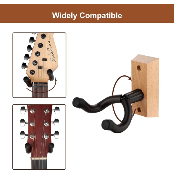 Veggmontert gitarstativ, 3 deler klassisk gitarholder for bass, akustisk gitar, banjo, mandolin, universal tre gitartilbehør justerbar G