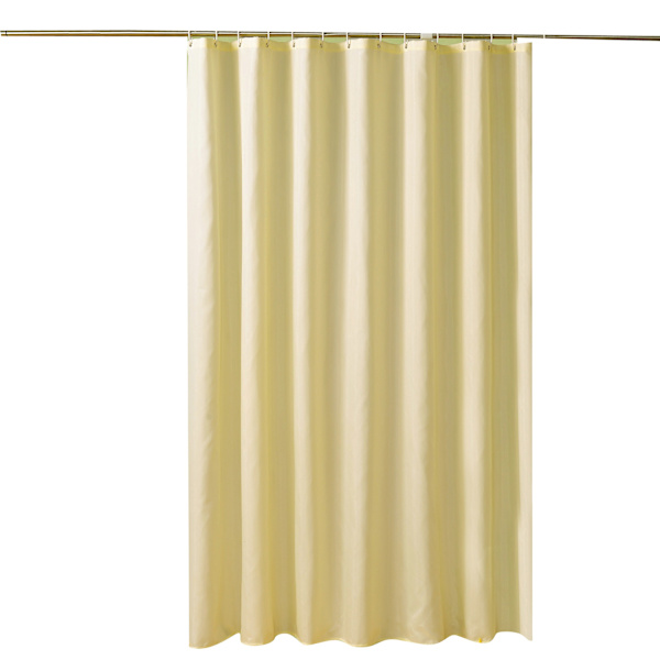 Enkel Duschdraperi - Gul 180*180cm, Maskintvättbar Polyester Duschdraperi med 12 Krokar, Badrumsdraperier