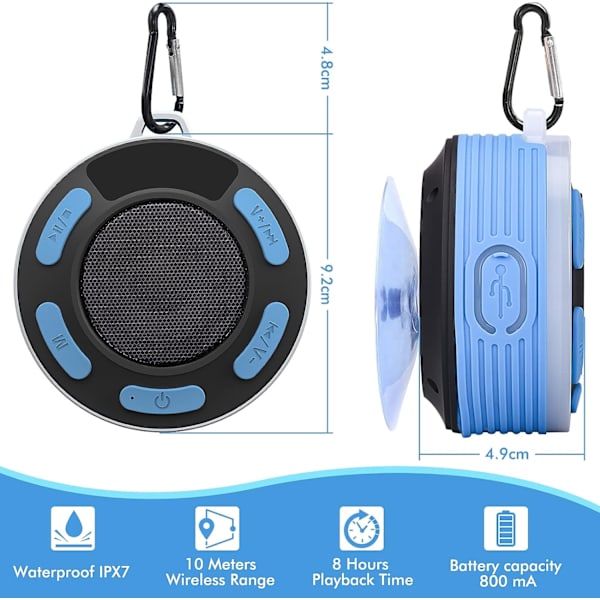 Bærbar Bluetooth Dusjhøyttaler